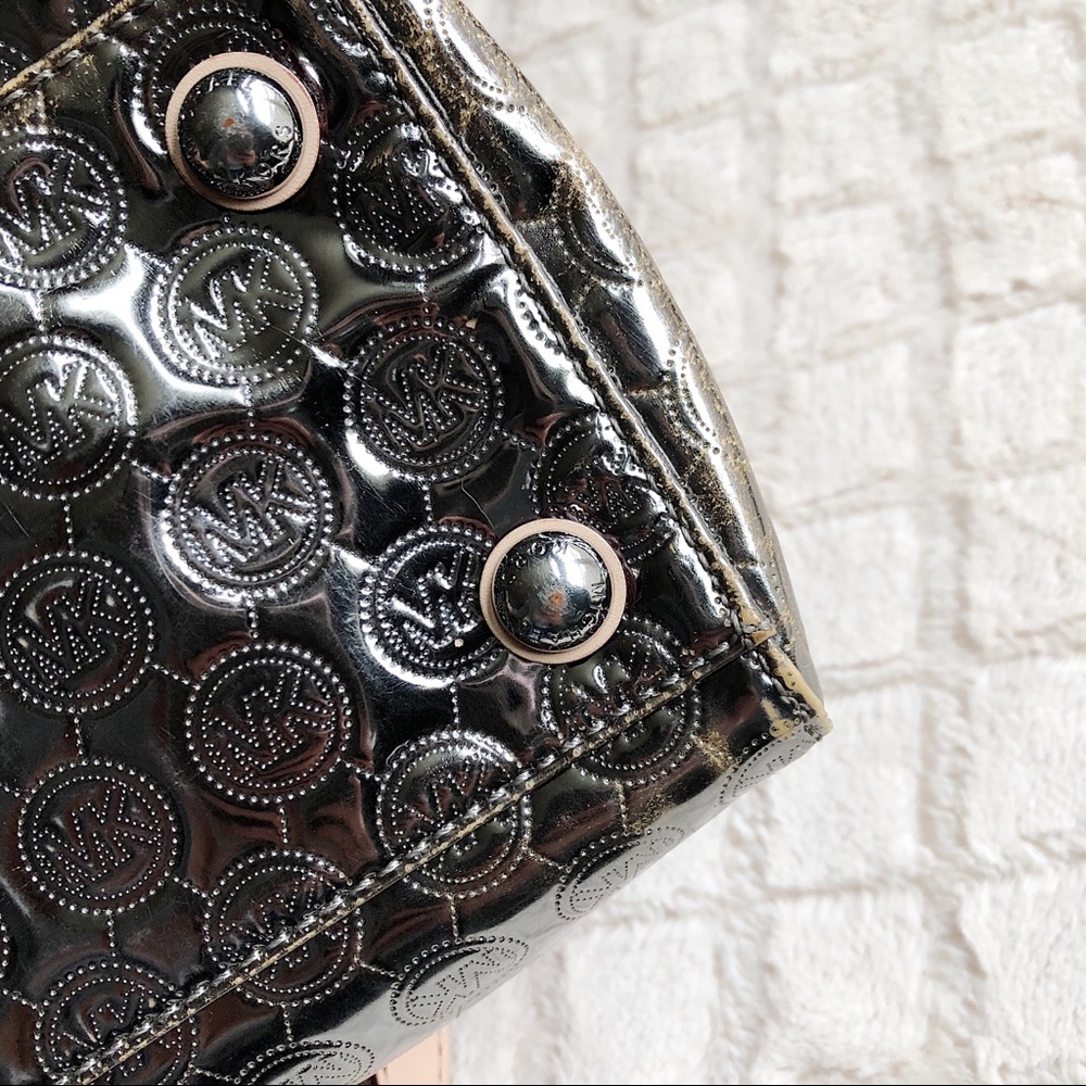 MICHAEL KORS Grayson Metallic Monogram Satchel - Picture 5 of 8